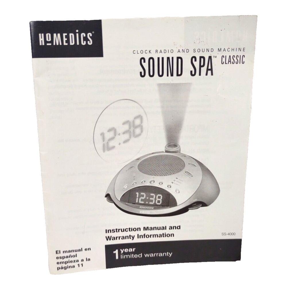 Instruction Manual for HoMedics SS-4000 Sound Spa Clock Radio Sound Machine